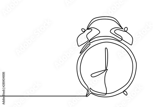 Alarm clock at 8 morning or night continuous one line drawing minimalist design on white background