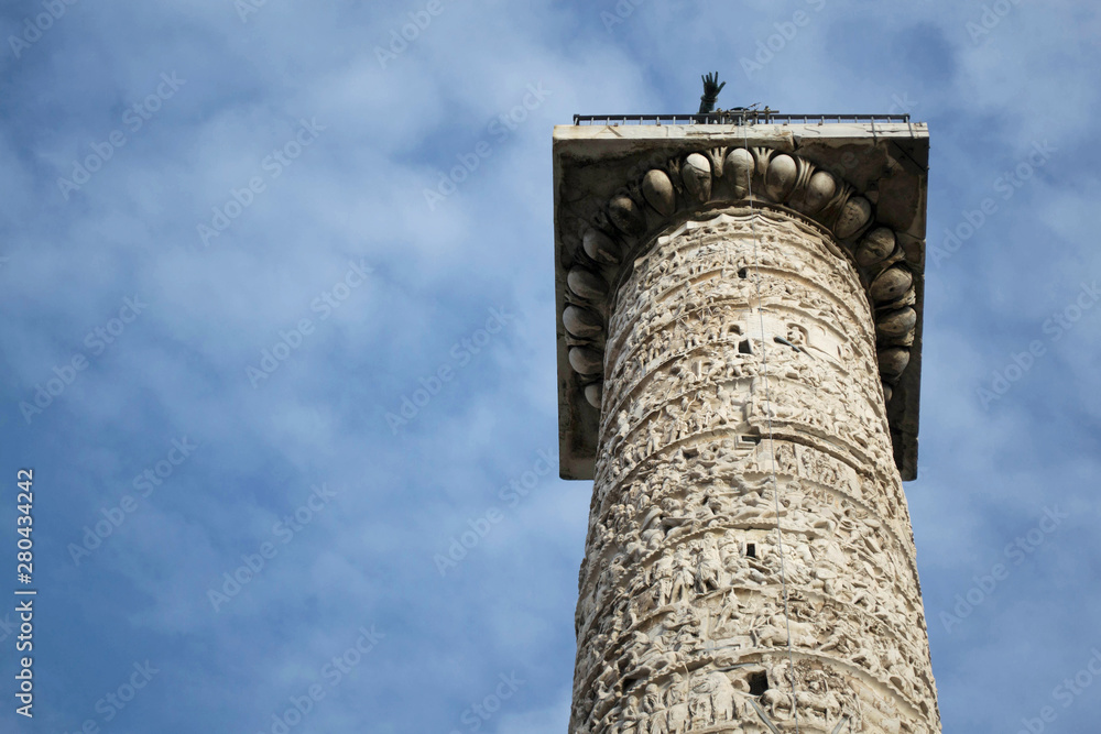 Detail of Column of Marcus Aurelius in Rome Italy