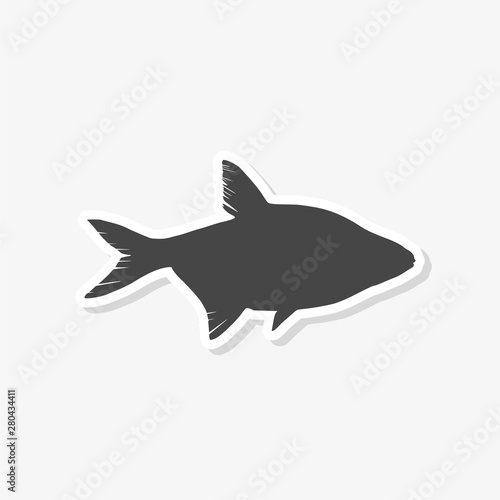 Fish sticker isolated on white background. Fish icon in trendy design style