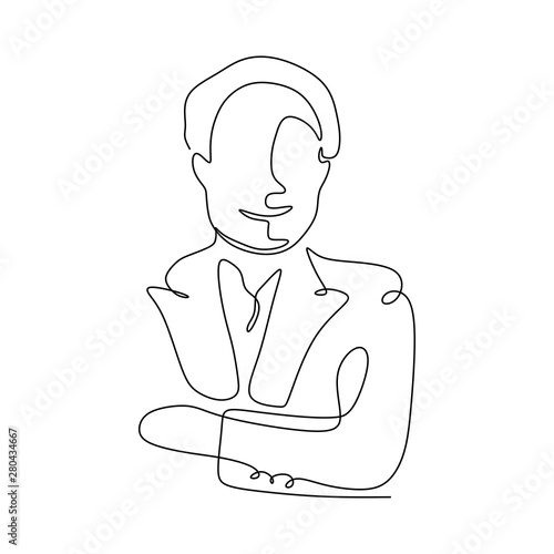 Old man continuous line drawing of portrait an adult guy
