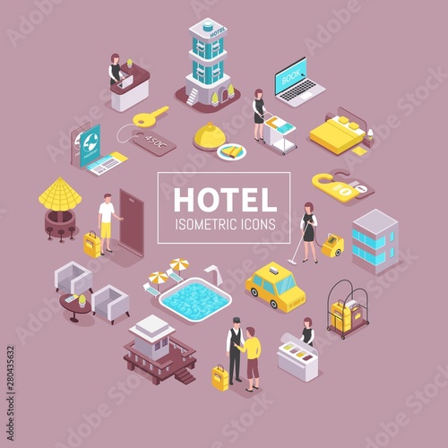 Hotel Isometric Composition 