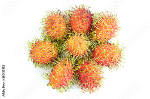 Delicious Thailand sweet fruits Rambutan isolated on white background