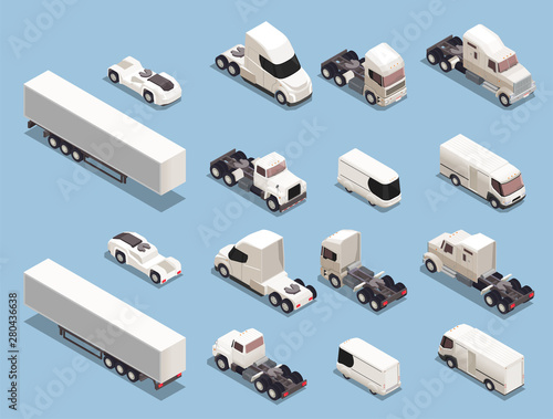 Trucks Transportation Isometric Icons