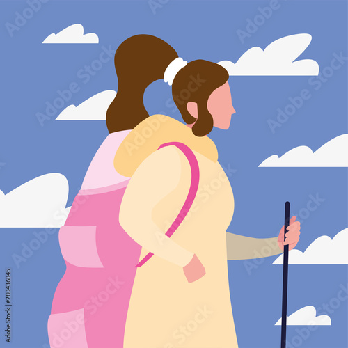 woman with backpack hiking wanderlust