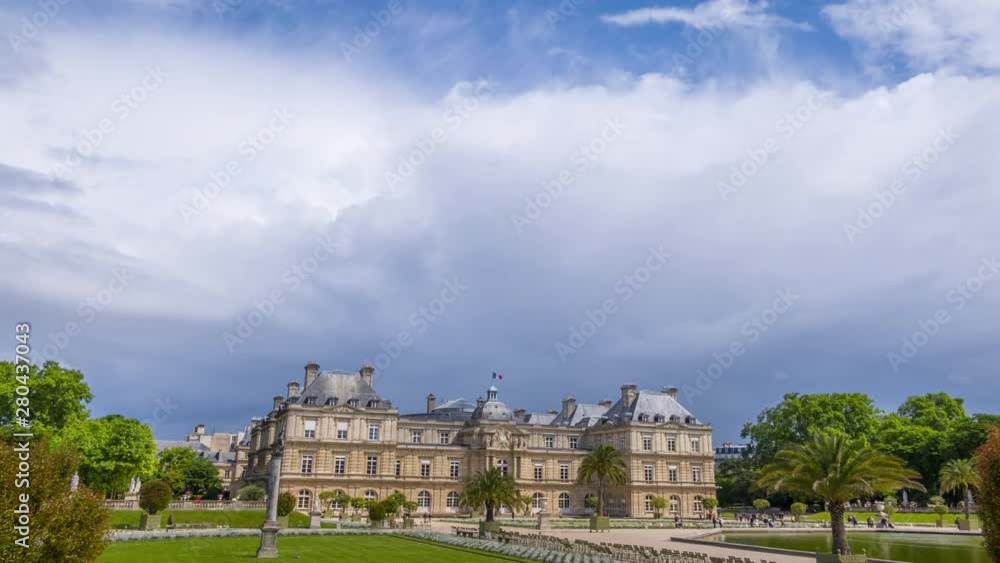 Heavy Rain Clouds over the Luxembourg Palace in Paris. Time Lapse Heavy Rain Clouds over the Luxembourg Palace in Paris. Time Lapse