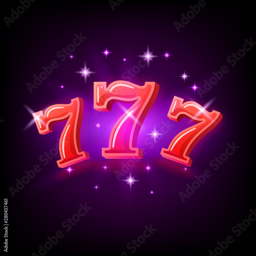 Big win slots red 777 banner casino on the purple background. Vector illustration