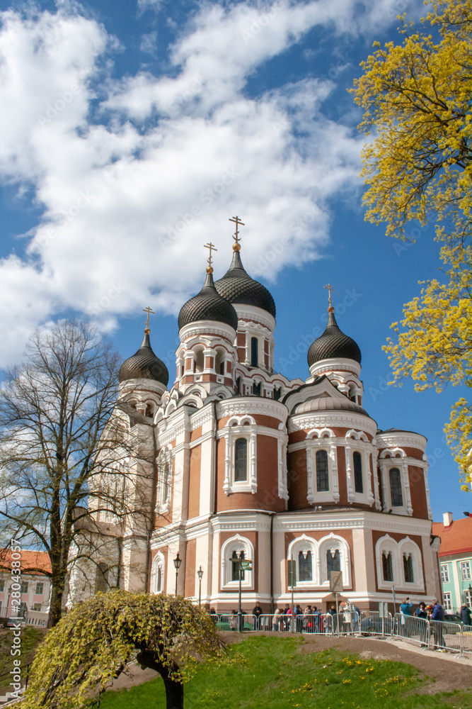 The Alexander Nevsky Cathedral, beautiful orthodox cathedral in the Tallinn Old Town, Estonia, vertical