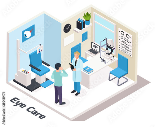 Isometric Ophthalmologists Office Composition