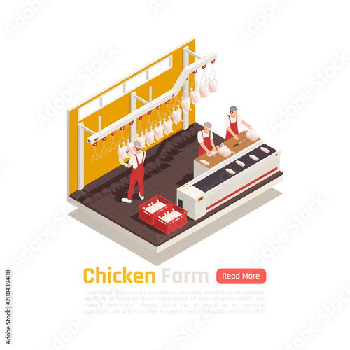 Chicken Farm Isometric Composition 