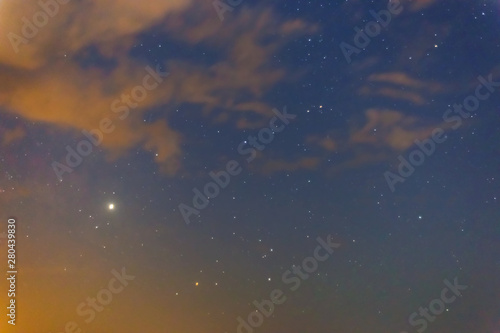 night starry sky with clouds, natural background