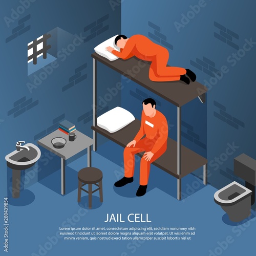 Jail Cell Isometric Illustration