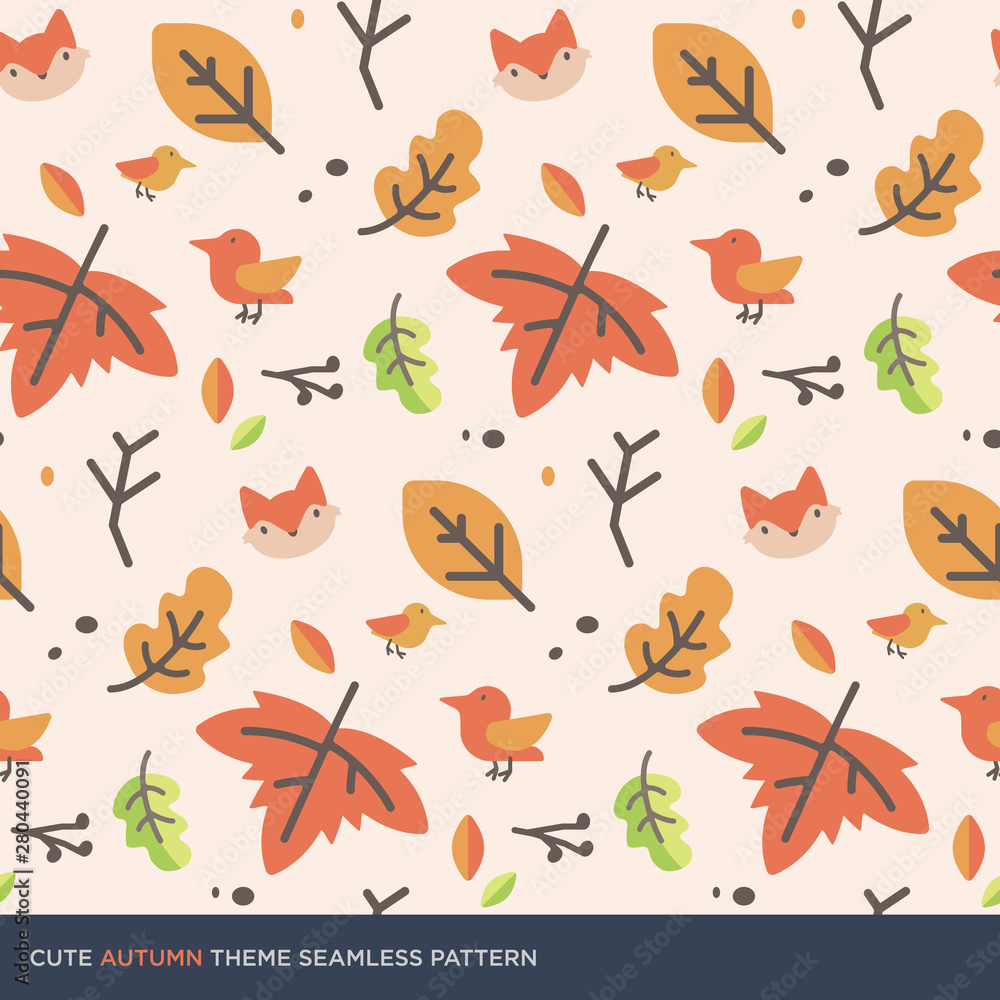 Naklejka premium Cute autumn theme seamless pattern vector
