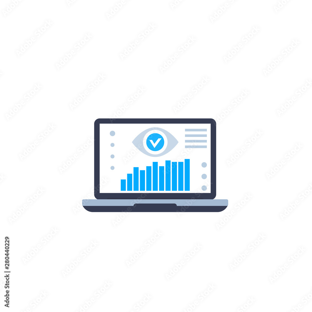 data monitoring software, vector icon on white data monitoring software, vector icon on white