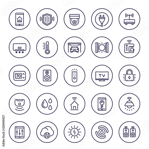 smart house and home automation system line icons set