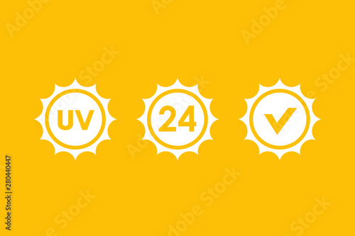 UV, 24 hours sun protection vector icons
