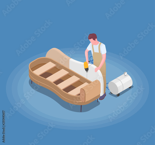 Furniture Production Isometric Composition 