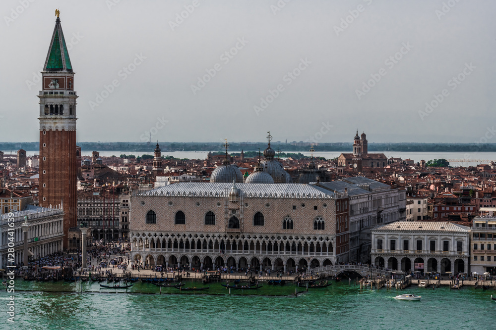 The bell tower of San Marco in old Venice