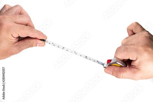 A tape measure or measuring tape