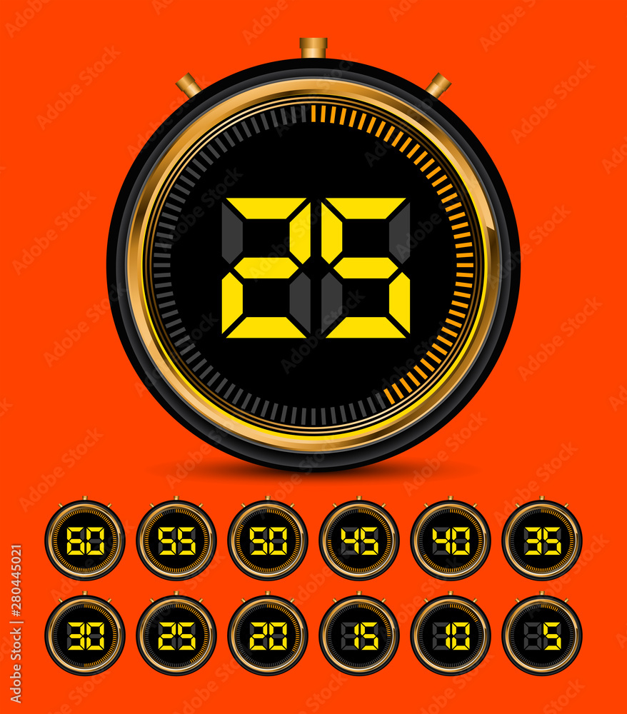 Digital Timer Stopwatch vector illustration with Number template Digital Timer Stopwatch vector illustration with Number template