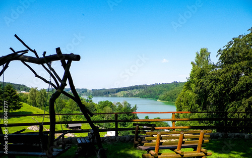 Amazing view of Ostrzyckie Lake in Kolano, Kashubia Region, Poland. photo