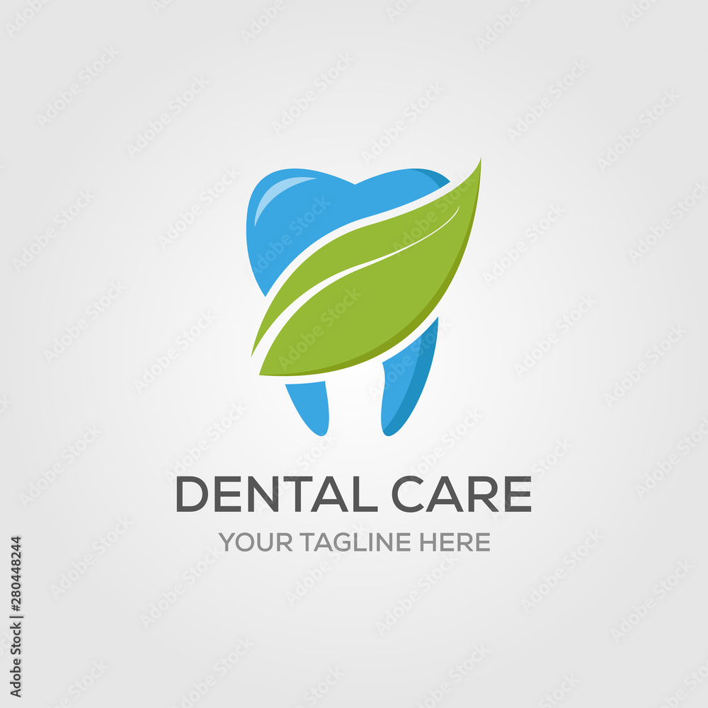 dental care or dentist logo designs with leaf nature symbol dental care or dentist logo designs with leaf nature symbol