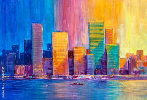 Abstract painting of urban ...
