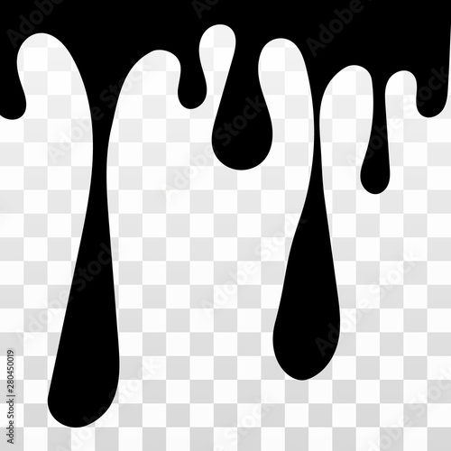 The paint is dripping. Vector illustration on transparent background. black paint is editable.