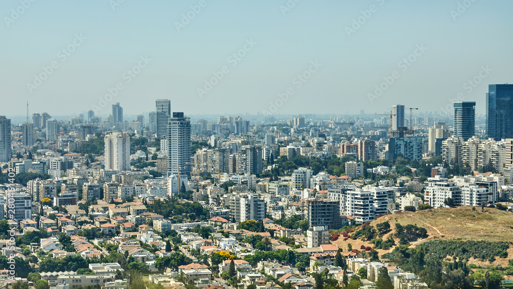 Panorama Tel Aviv overlooking the District of Tel Aviv business center and the highway