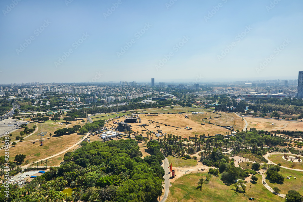 Panorama of Tel Aviv overlooking the northern areas of Tel Aviv and the highway from