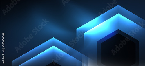 Neon shiny color lines background. Abstract colorful web template Geometric modern technology concept.
