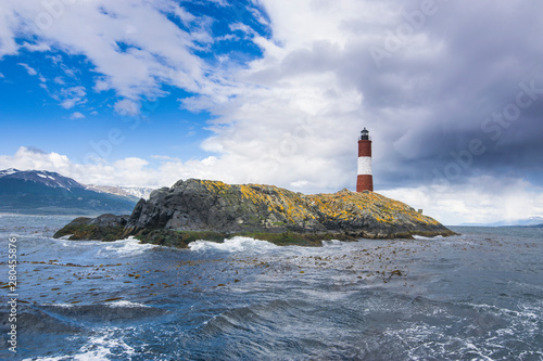 Lighthouse on an Island in the Beagle channel, Ushuaia, Tierra del Fuego, Argentina, South America photo