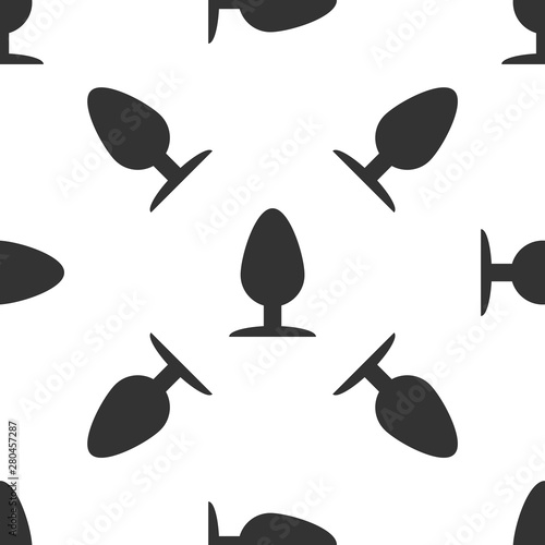 Grey Anal plug icon isolated seamless pattern on white background. Butt plug sign. Fetish accessory. Sex toy for men and woman. Vector Illustration