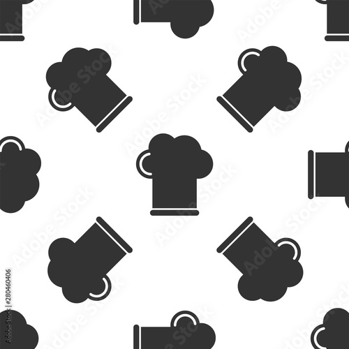 Grey Chef hat icon isolated seamless pattern on white background. Cooking symbol. Cooks hat. Vector Illustration