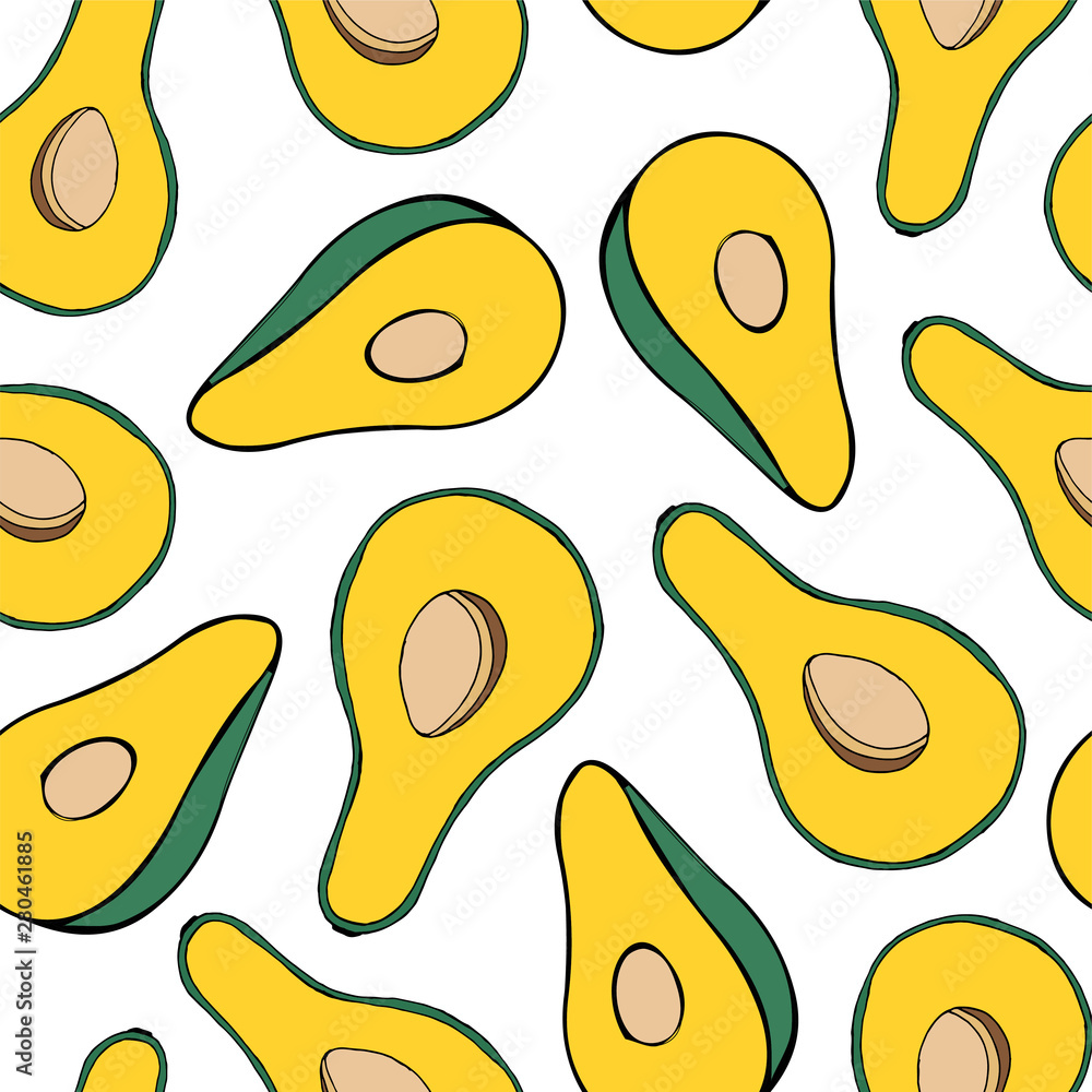 Hand draw seamless pattern of avocado. Vector illustration. Hand draw seamless pattern of avocado. Vector illustration.