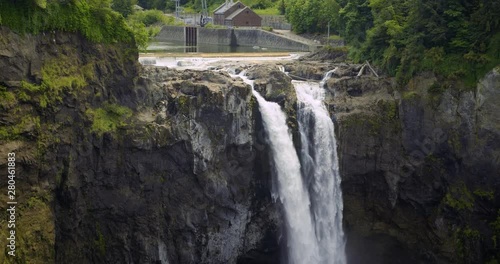 Snoqualmie Falls Hotel Lodge Pan to Waterfall Cliff photo