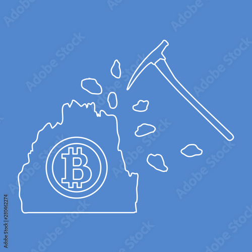 Mining of bitcoins. Digital currency.