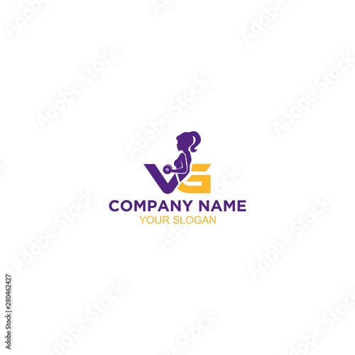VG Woman Gym Logo Design Vector