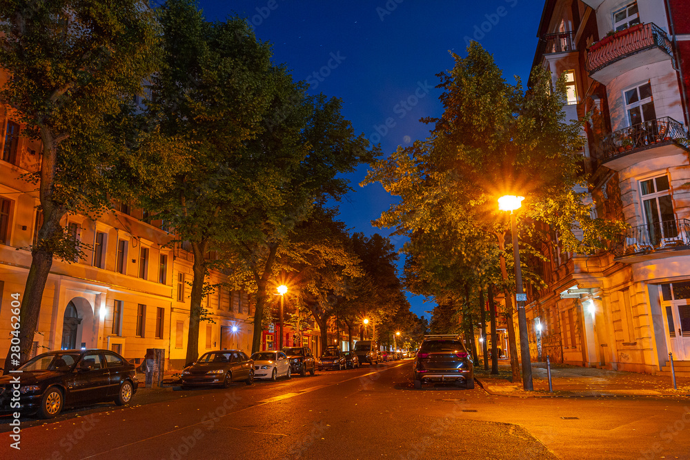 street at prenzlauer berg in the night