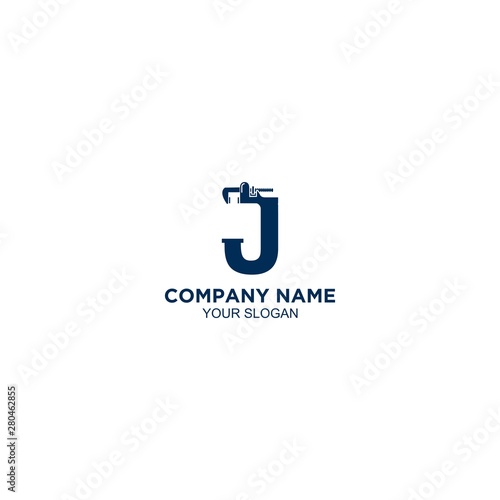 J Mechanical Plumbing Logo Design Vector