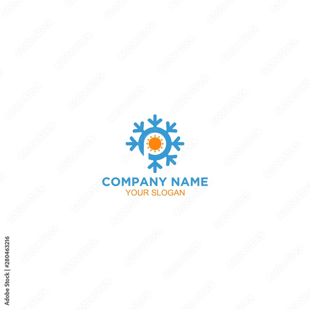 P Heating and Air Conditioner Logo Design Vector