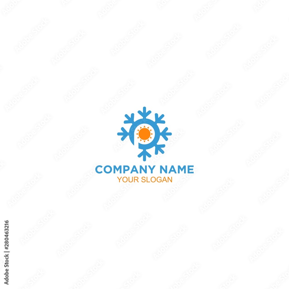 Fototapeta premium P Heating and Air Conditioner Logo Design Vector