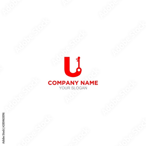 U Key Logo Design Vector