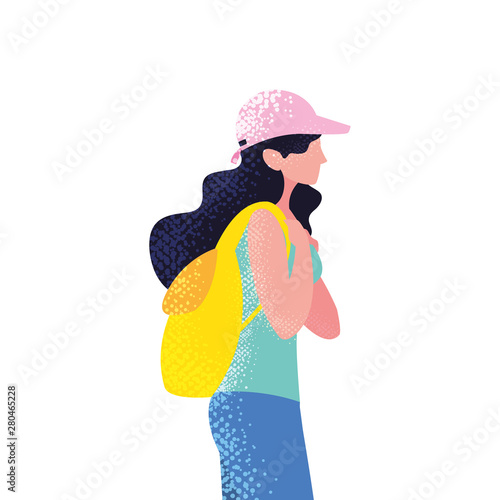 woman with backpack hiking wanderlust