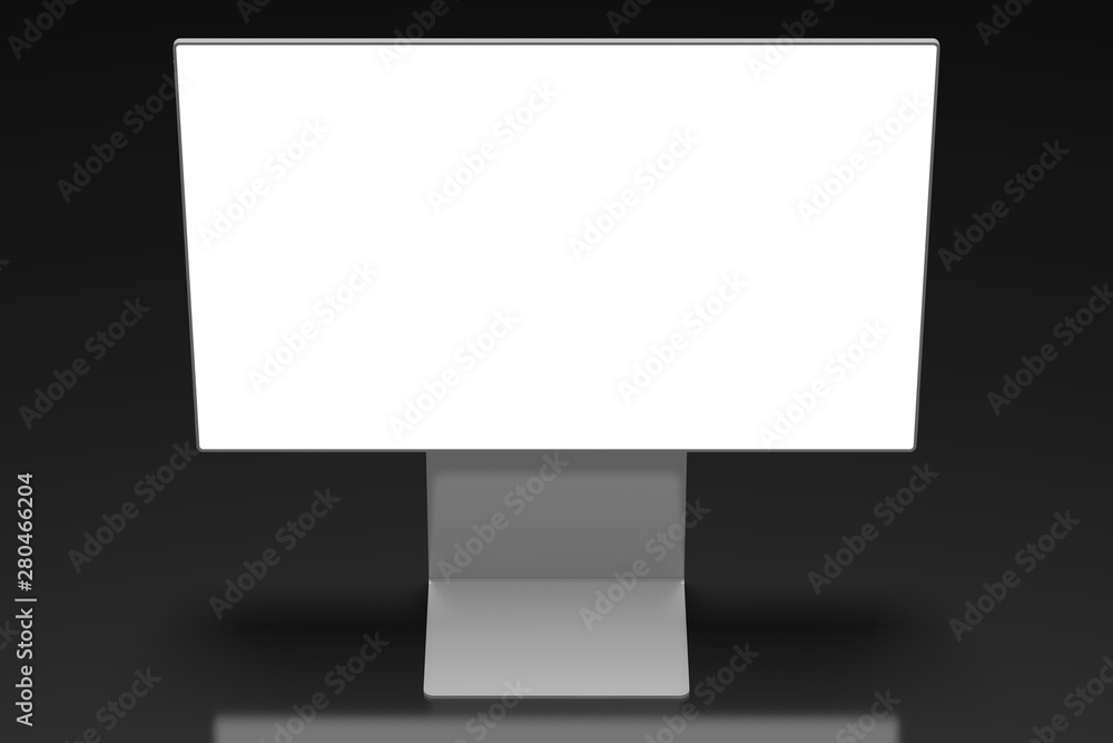 3D brandless monitor with empty screen on black background - great as a template