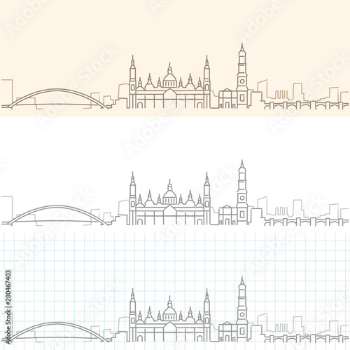 Zaragoza Hand Drawn Profile Skyline