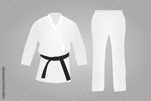 White karate suit. Martial uniform. vector illustration