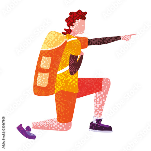 man with backpack hiking wanderlust