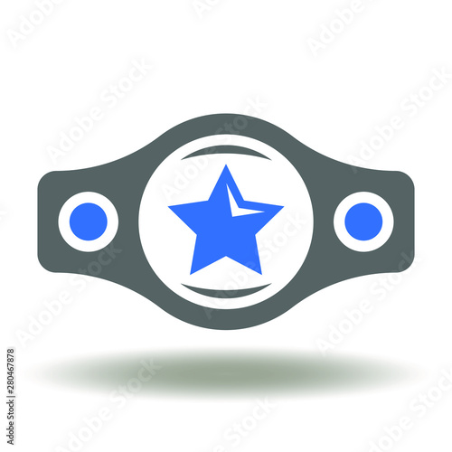 Belt Star Champion Boxing Icon Vector.  Champion boxing reward logo.