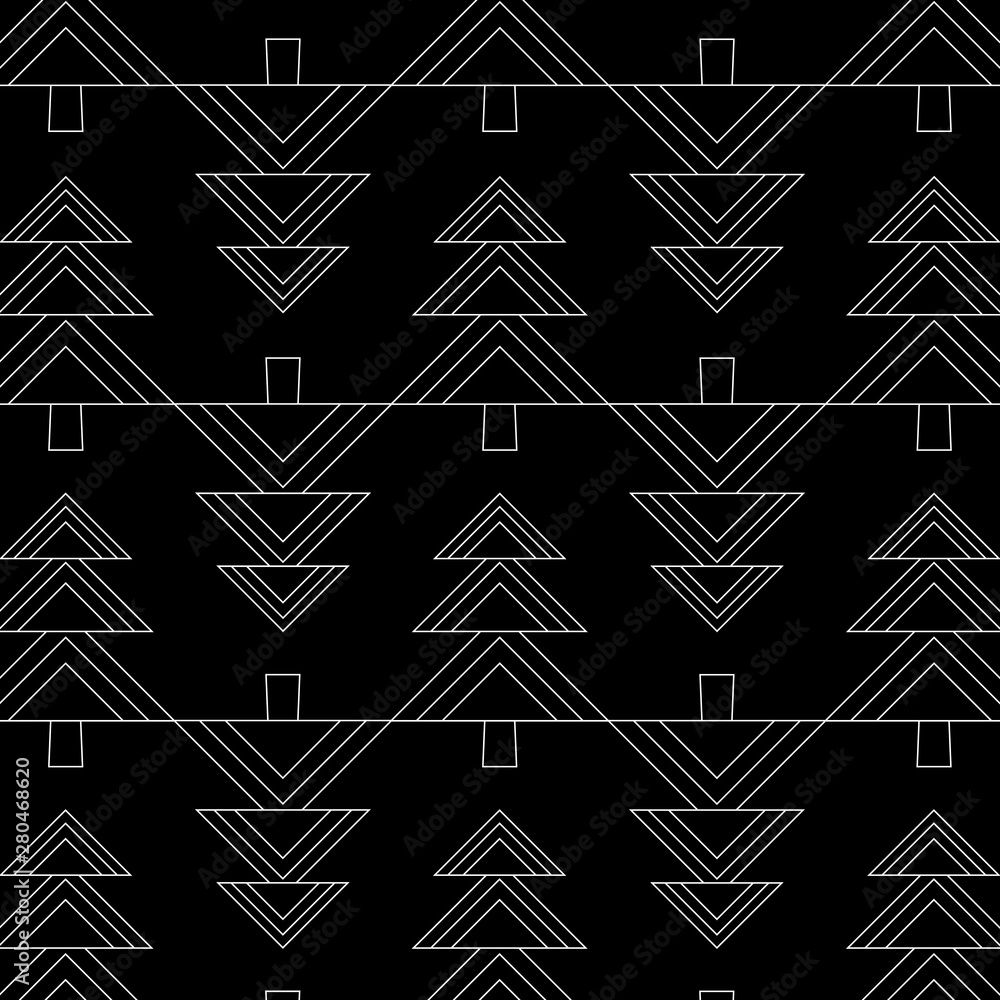 Seamless pattern with geometric Christmas trees. Merry Christmas and Happy New year. Abstract textured background design. Modern elegant wallpaper. Vector illustration. Seamless pattern with geometric Christmas trees. Merry Christmas and Happy New year. Abstract textured background design. Modern elegant wallpaper. Vector illustration.