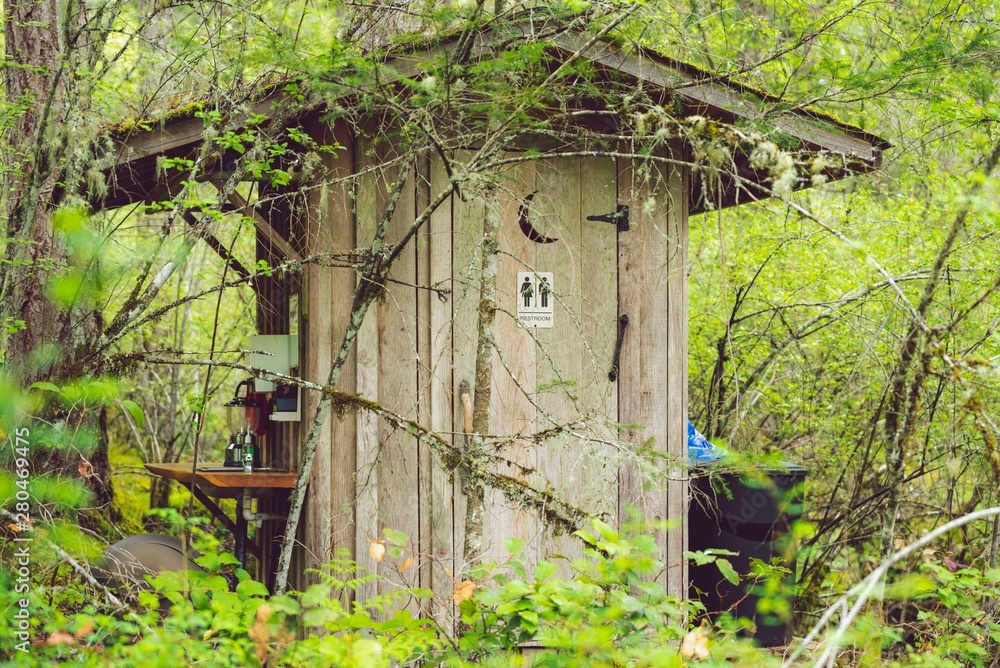 washroom in a forest